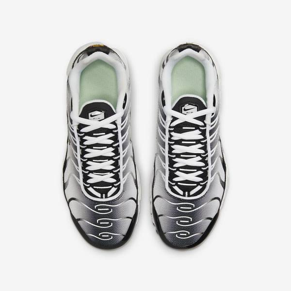 Nike Air Max Plus Older Sneakers Kinderen Wit Zwart Zilver Mintgroen | NK369OUS