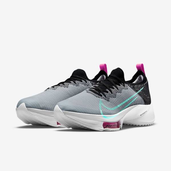 Nike Air Zoom Tempo NEXT% Weg Hardloopschoenen Heren Zwart Grijs Roze Turquoise | NK976QFS