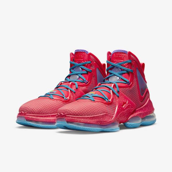 Nike LeBron 19 Basketbalschoenen Heren Rood Blauw Paars Rood | NK857SNG