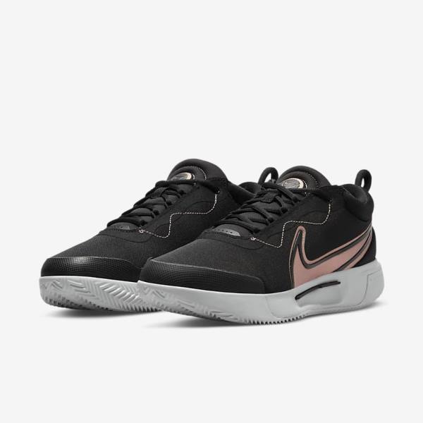 Nike NikeCourt Zoom Pro Clay Court Tennisschoenen Dames Zwart Wit Metal Rood Bruin | NK154CNV
