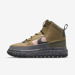 Nike Air Force 1 Boot Sneakers Heren Bruin Olijfgroen Roze | NK425HBC