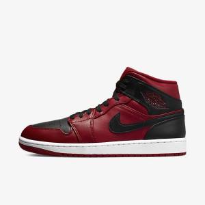 Nike Air Jordan 1 Mid Jordan Schoenen Heren Rood Wit Zwart | NK475UZD