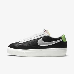 Nike Blazer Platform Sneakers Dames Zwart Wit Groen Metal Zilver | NK301WNR