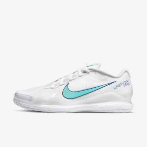 Nike NikeCourt Air Zoom Vapor Pro Clay Court Tennisschoenen Heren Wit Lichtbeige Koningsblauw Blauw Turquoise | NK816WNL