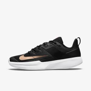 Nike NikeCourt Vapor Lite Clay-Court Tennisschoenen Dames Zwart Wit Metal Rood Bruin | NK142ULF